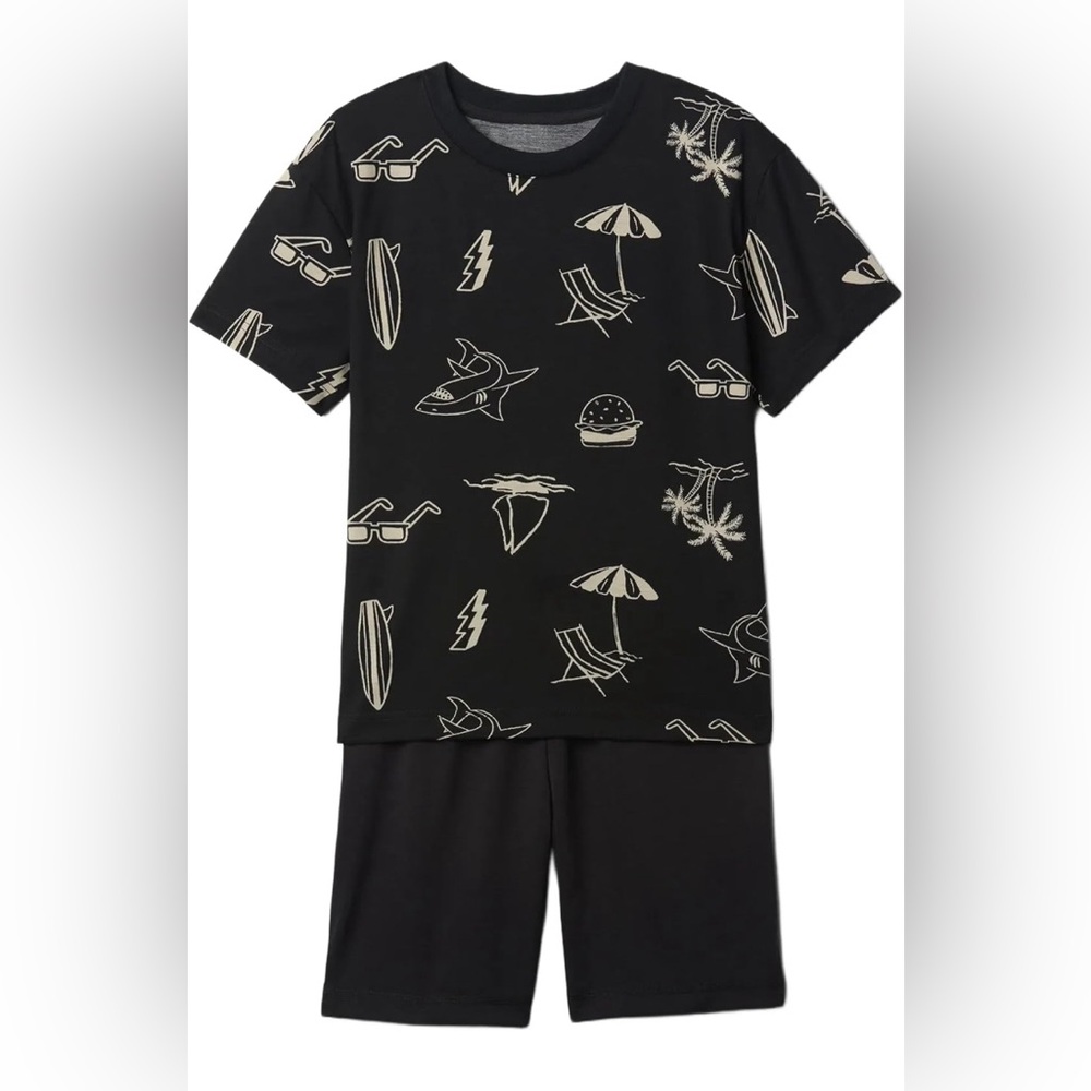 GAP Boys Beach Short Sleeve Shorts Pajama Set Loose Fit Size 8